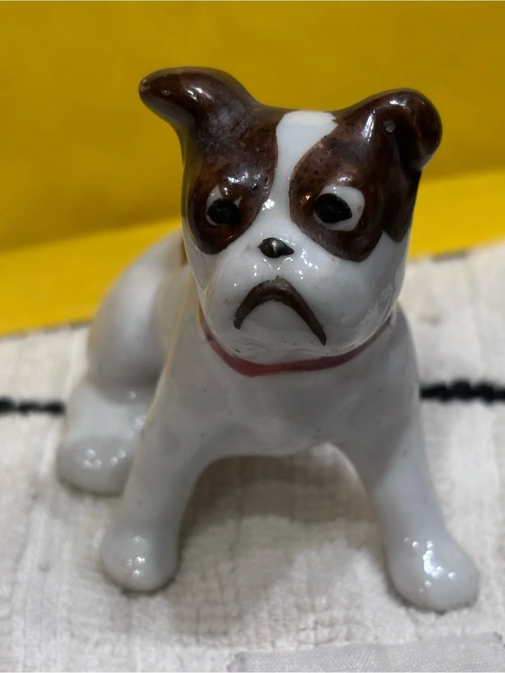 Ceramic Brown & White Dog Figurine Pets Japan Terrier Bulldog